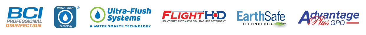 BCI Professional Disinfection Water Smart Ultra-Flush Systems Flight HD EarthSafe Technologies Advantage Plus GPO logos