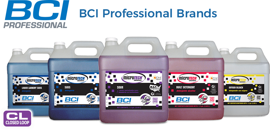 BCI Professional Commercial Laundry Detergents and Chemicals group photo.